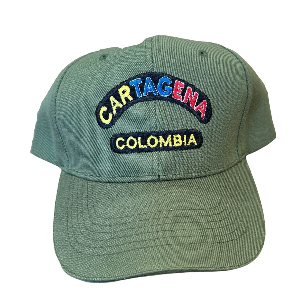Cartagena Colombia Green Embroidered Yellow Blue‎ Red Adjustable Baseball Cap OS